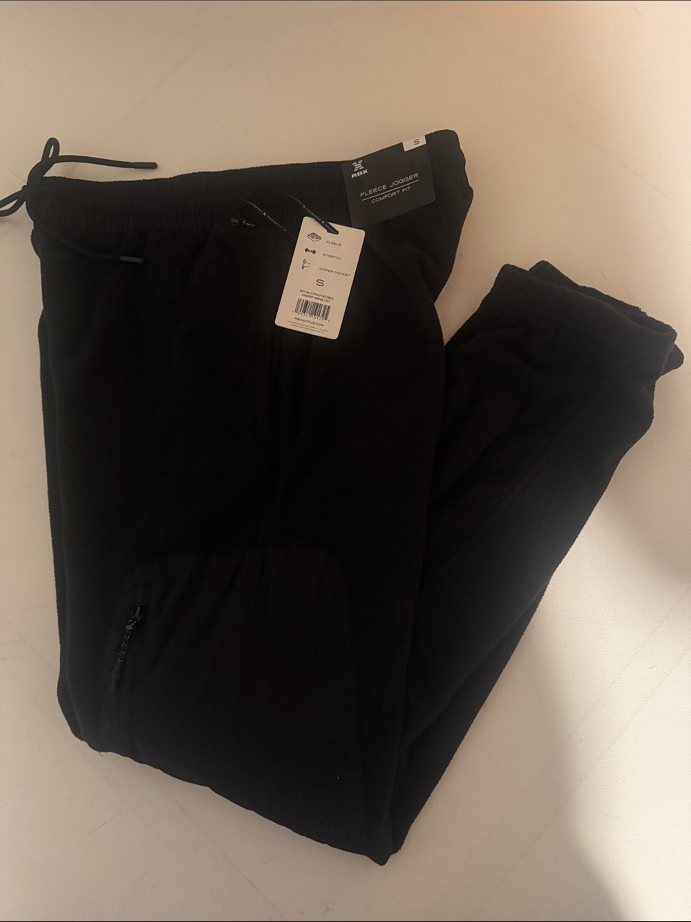 Black Fleece Joggers Sweatpants Mens Small Zip Pocket RBX